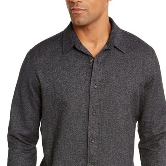 American Rag Charcoal Gray Brushed Twill Long Sleeve UNTUCKED Button-Down Shirt - Picture 2 of 8